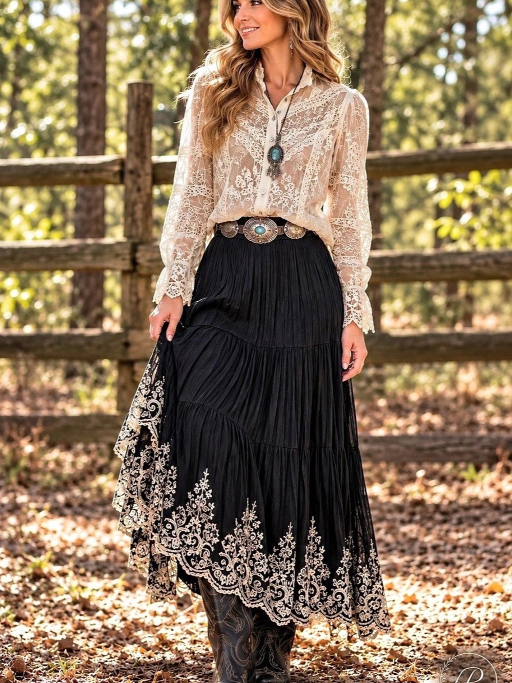 Double D Ranch Vintage Western Boho Two-Piece Set